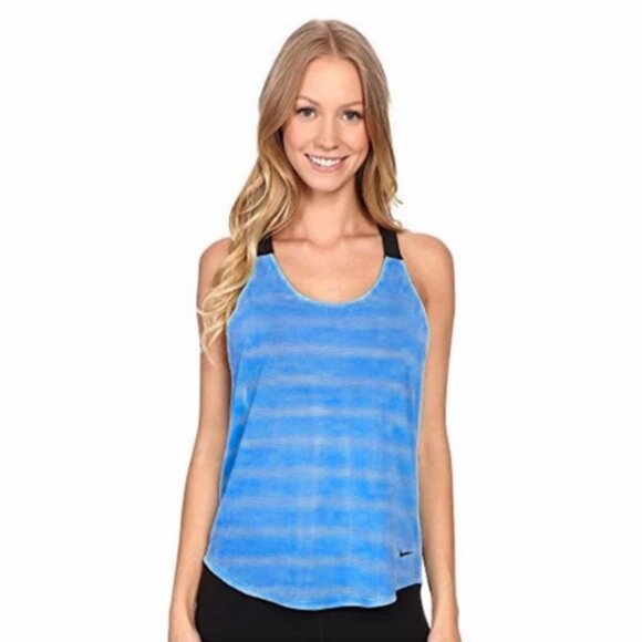 Nike Dri Fit Blue Tank Top T Shaped Mesh Straps || Small EUC - Picture 1 of 7